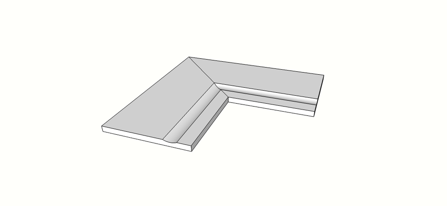 Margelle évasé bord rectiligne angle int. complet (2 pièces) <span style="white-space:nowrap;">30x60 cm</span>   <span style="white-space:nowrap;">ép. 20mm</span>