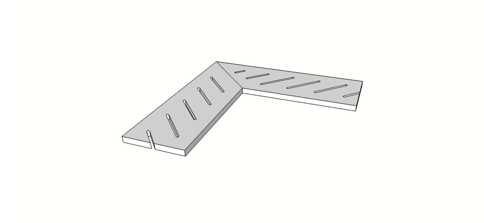 Grille droite angle complet (2 pièces) <span style="white-space:nowrap;">20x60 cm</span>   <span style="white-space:nowrap;">ép. 20mm</span>