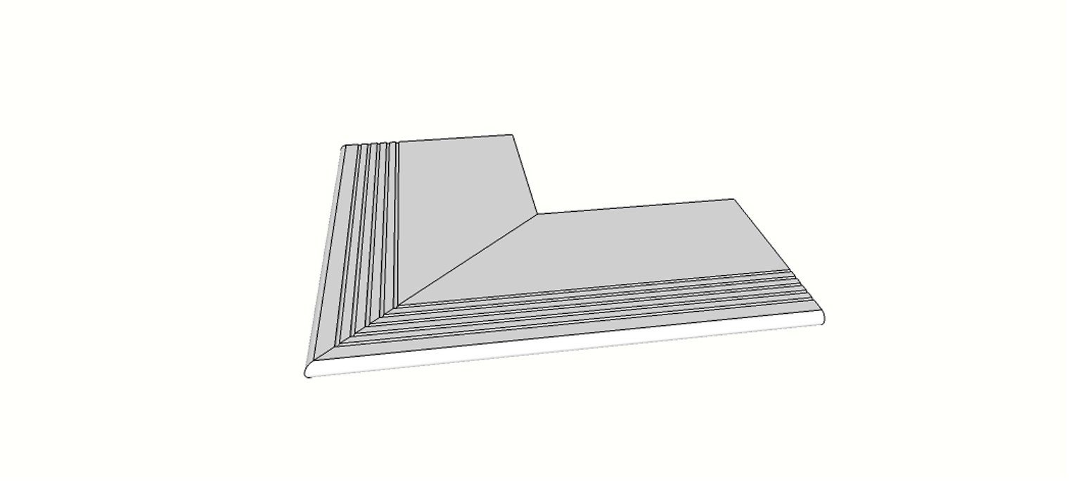 Afgeronde uitlopende randtegels (1/2 rond) volledige buitenhoek (2 stuks) <span style="white-space:nowrap;">30x60 cm</span>   <span style="white-space:nowrap;">ép. 20mm</span>