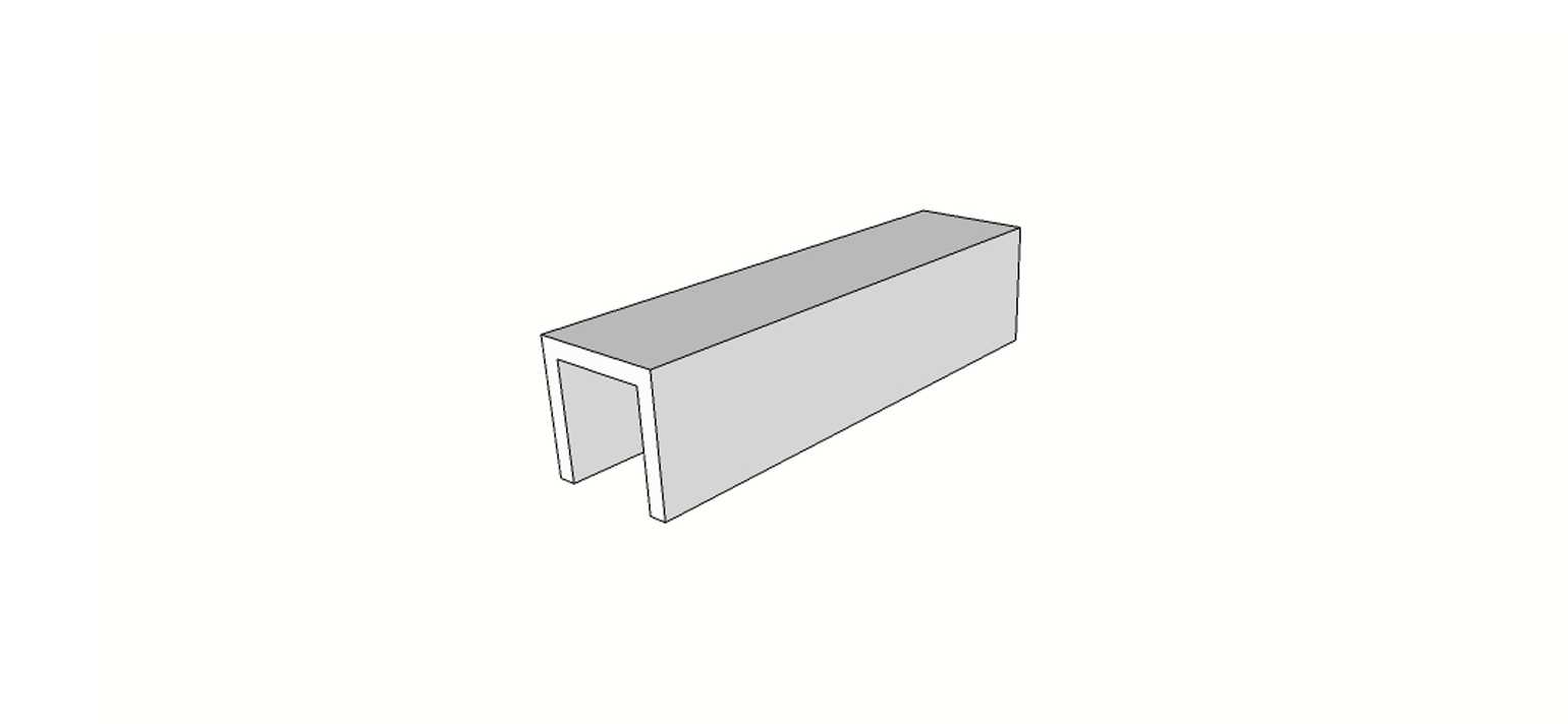 U-vormige rand <span style="white-space:nowrap;">15x60 cm</span>   <span style="white-space:nowrap;">ép. 20mm</span>